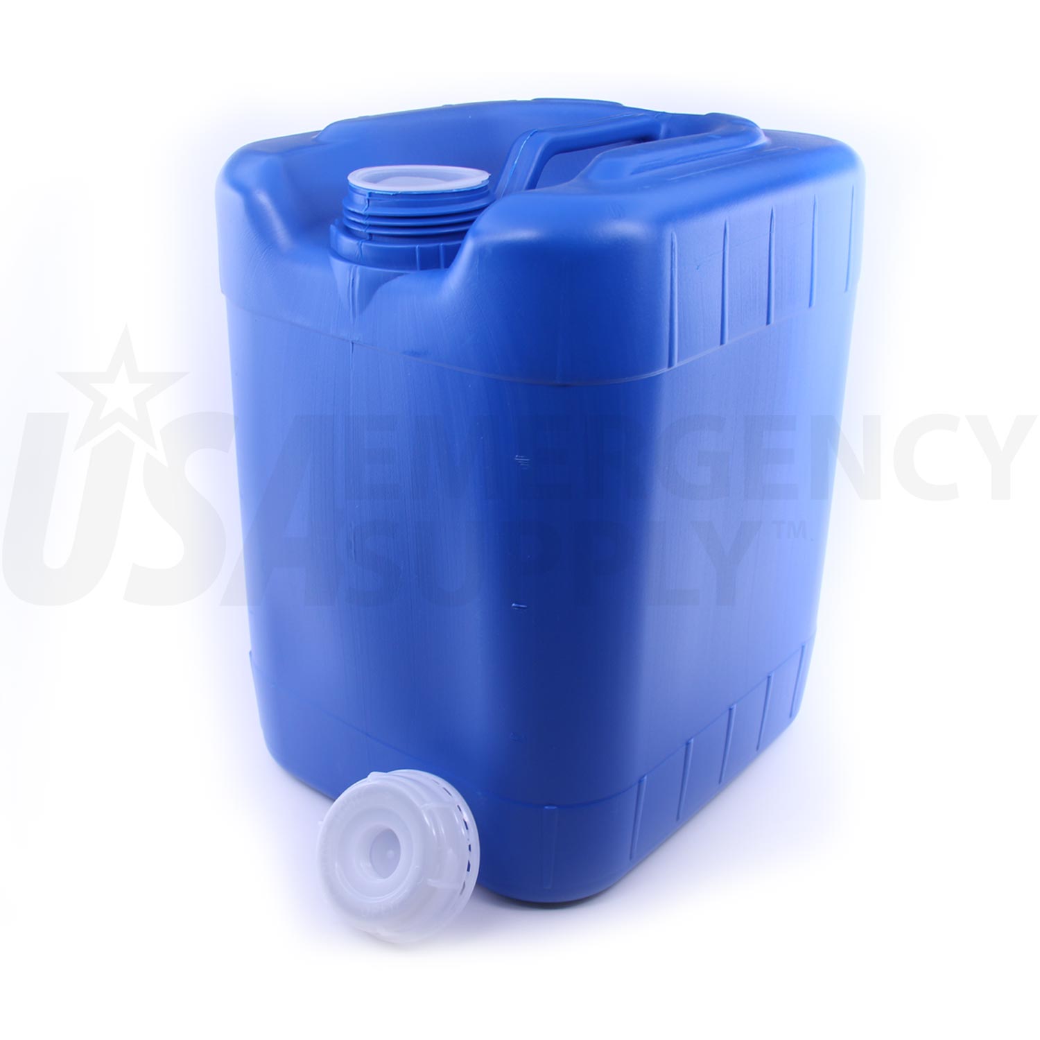 5 Gallon Stackable Water Storage Carboy, Blue, 4 Pack with Spigot (1) and  Lids 