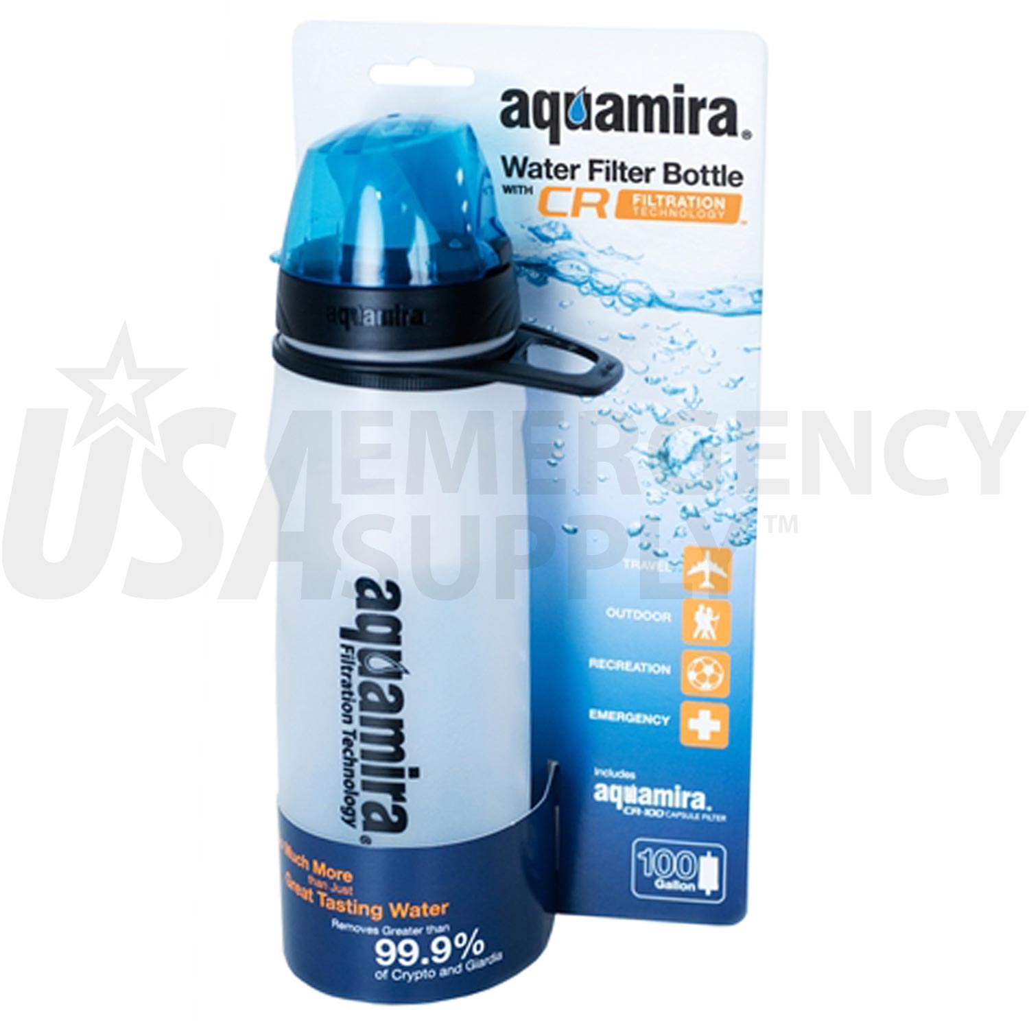 Aquamira Water Bottle And Filter Cr 100 USA Emergency Supply