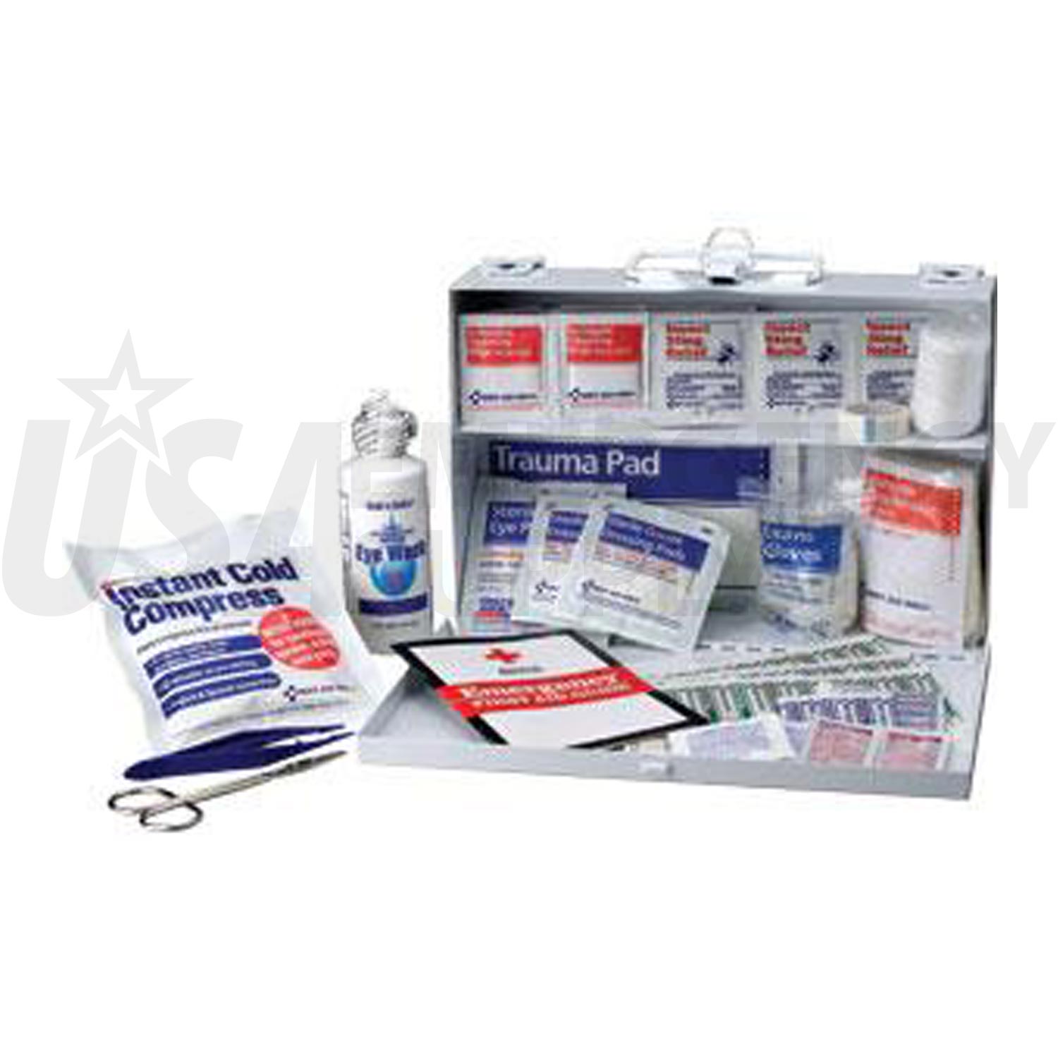 Bulk First Aid Kit 25 Person Metal Case USA Emergency Supply