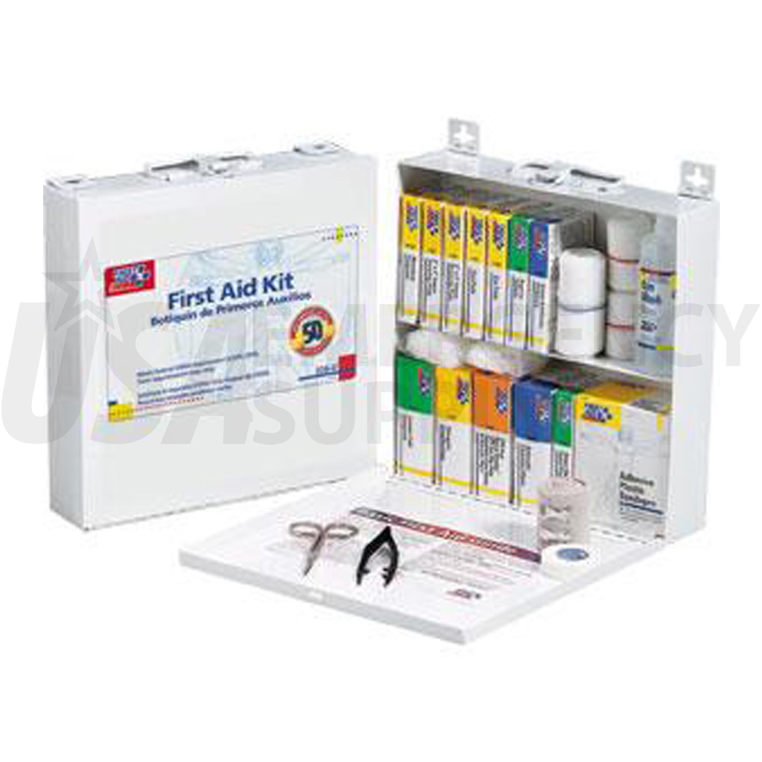 Bulk First Aid Kit 50 Person Metal Case USA Emergency Supply