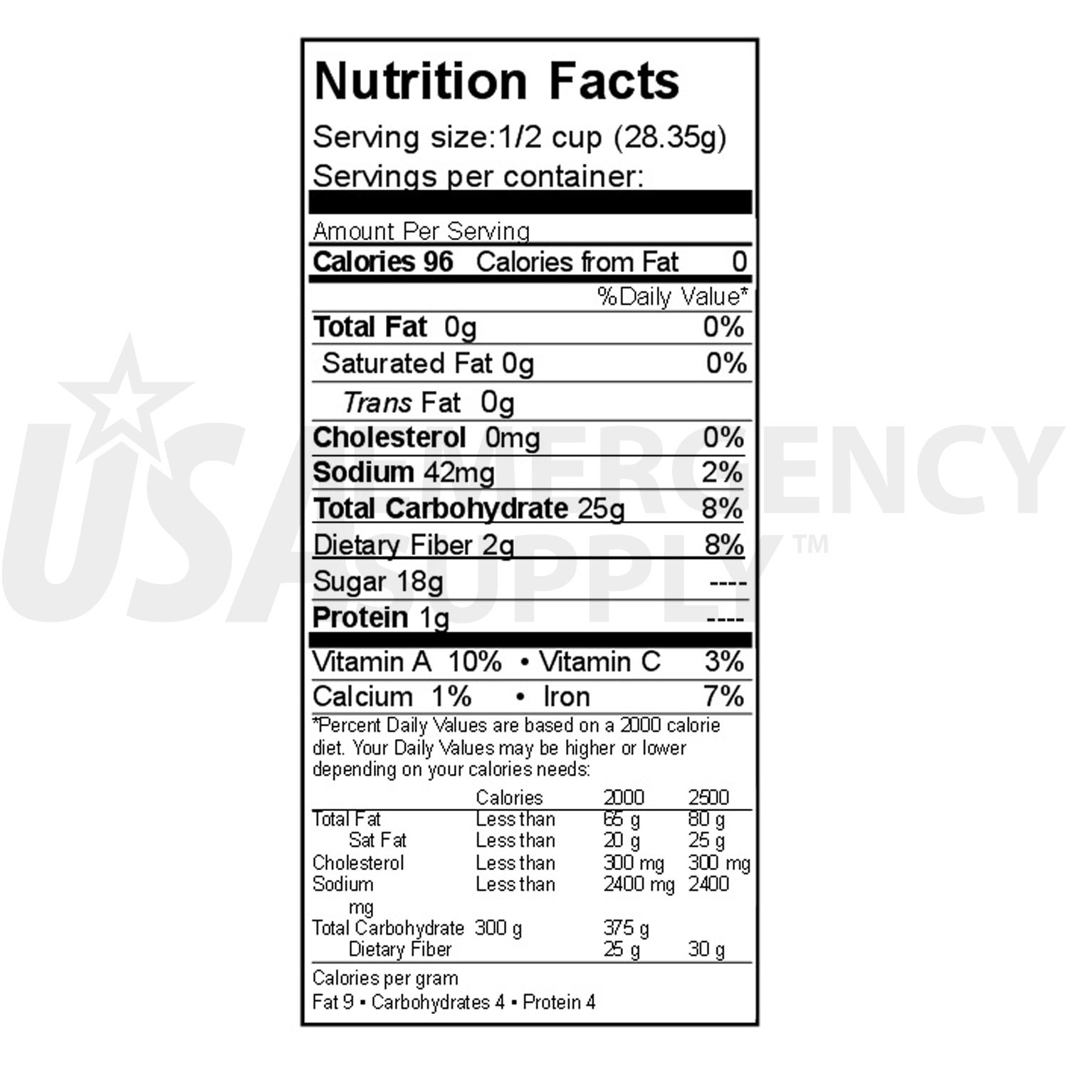 canned fruit nutrition facts