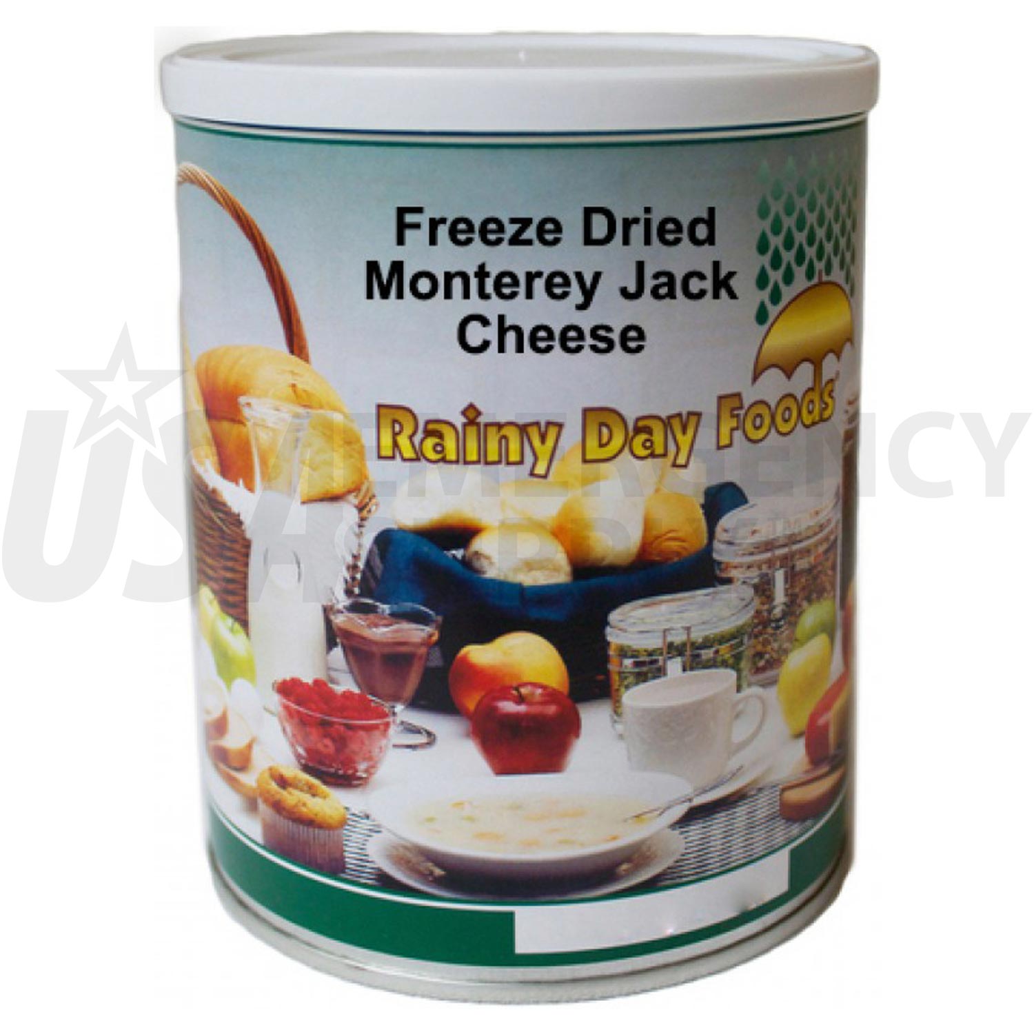 Freeze Dried Monterey Jack Cheese Rainy Day Foods Number 2.5 Can USA