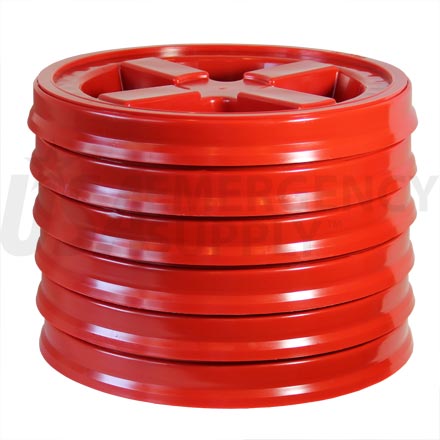 Food Storage Lids - Twister Seal Lid - Red - Six (6) Pak