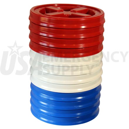 Food Storage Lids - Twister Seal Lid - Red White Blue - Twelve (12) Pak - 1 case