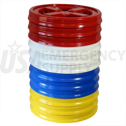 Food Storage Lids - Twister Seal Lid - Red White Blue Yellow - Twelve (12) Pak - 1 case