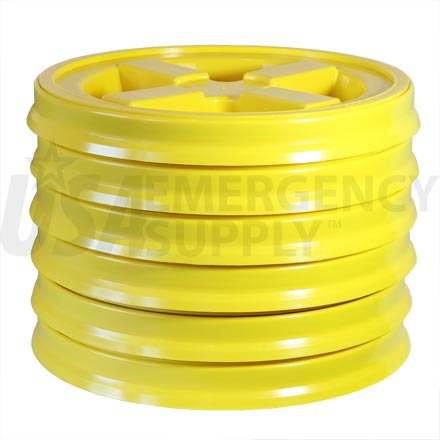 Food Storage Lids - Twister Seal Lid - Yellow - Six (6) Pak